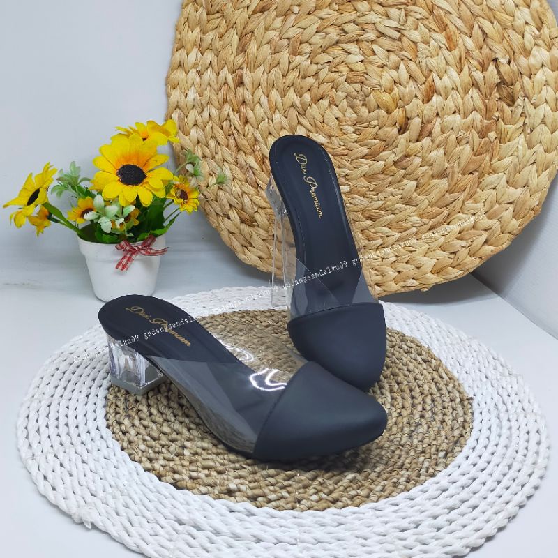 Sandal Zara mika Hak Kaca AM07 Mewah Good Quality Hp08