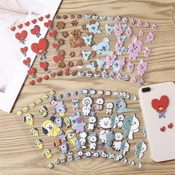 

Sticker Stickers Stiker Karakter Korean Kpop Korea Idol BTS BT21 BT 21 Cooky Chimmy Koya Mang RJ Van