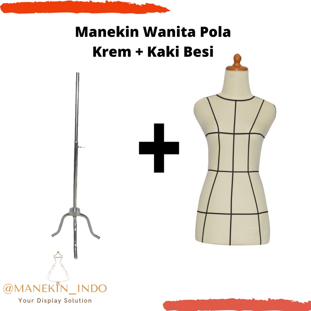 MANEKIN WANITA POLA KREM + TIANG BESI|MANEKIN JAHIT|MANEKIN WANITA|MANEKIN BAJU |