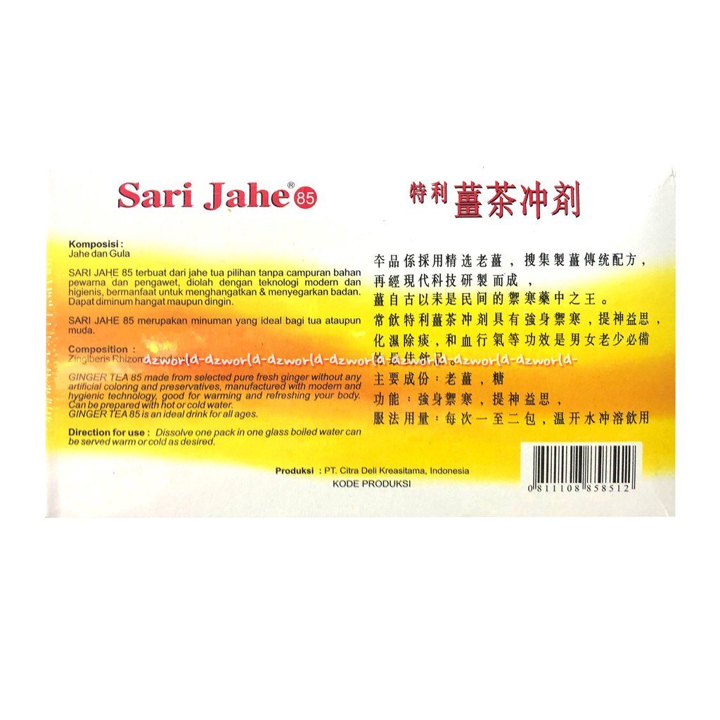 Sari Jahe Instant Ginger Tea Teh Jahe Untuk Masuk Angin Isi 10sachets