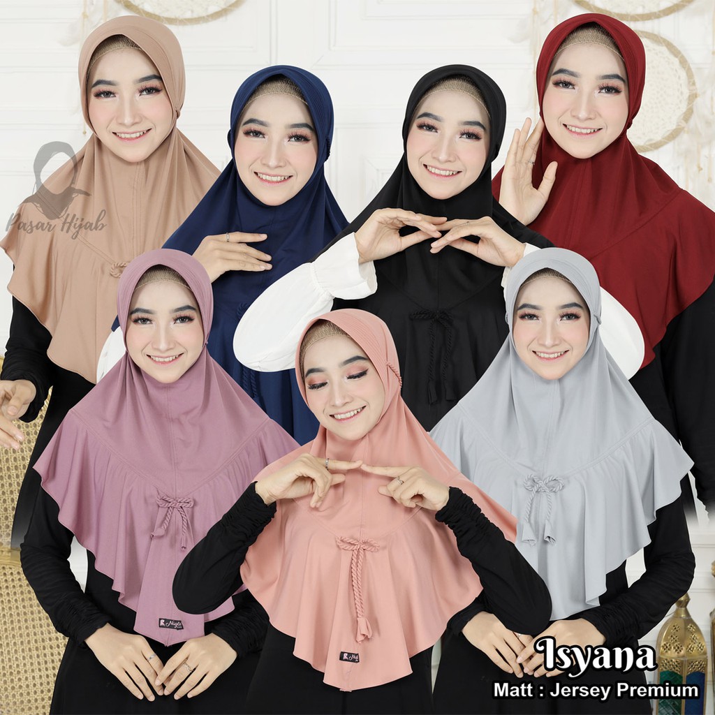 Jilbab Instan Tali Kepang Isyana Hijab Instan Jersey Airis Kerudung Bergo Pasar Hija'b