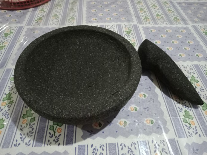 Cobek Dan Ulekan Batu Asli 15 X 15 Cm - Alat Dapur Penumbuk Bumbu Dan Layah Sambal Murah