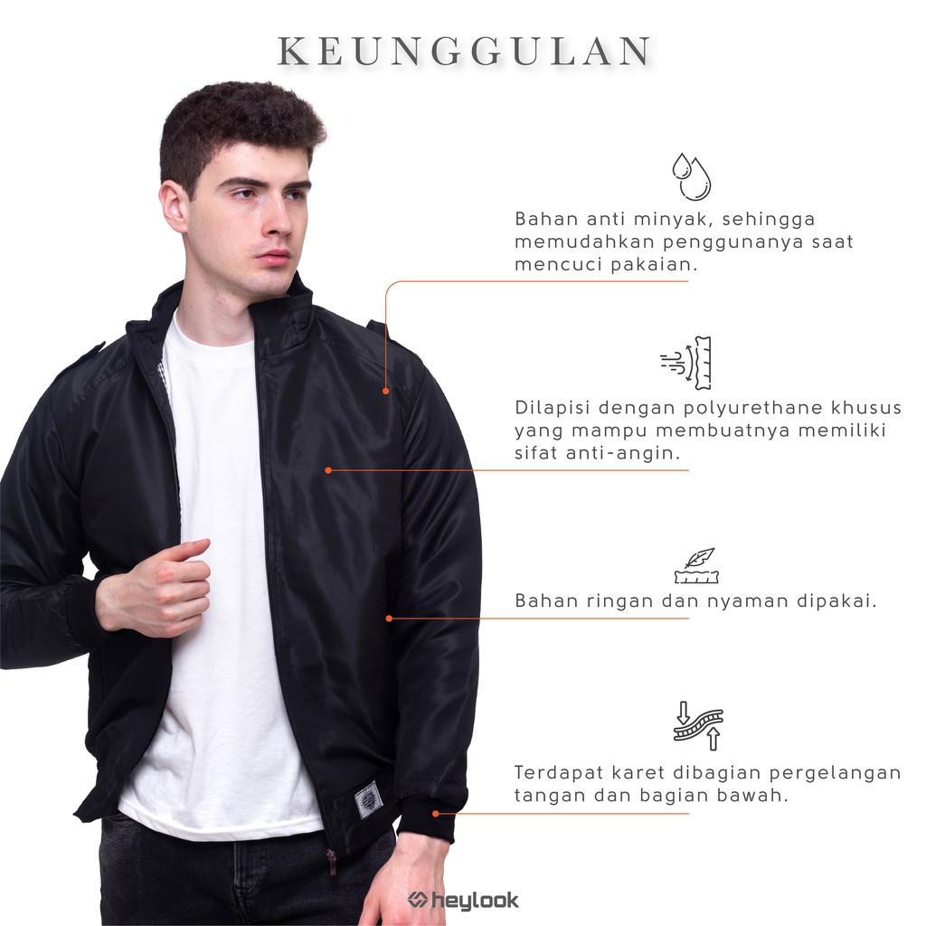 HEYLOOK Official - Jaket Pria Harrington Jaket Semi-Waterproof Smith Pria Jaket Motor Taslan-5