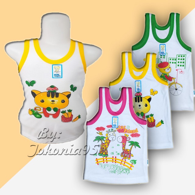 Singlet Anak Kutung Bebe Putih - Kaos Dalam Anak Motif Bebe SNI 3 Bulan 1 - 8 Tahun