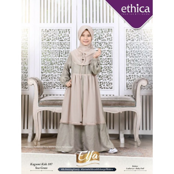 Ethica Elfa 229 Sea Grass Baju Muslim Gamis Dress Sarimbit Keluarga Lebaran Terbaru Ori 2022