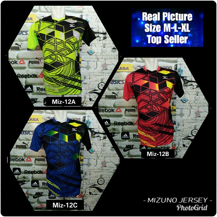 Unik baju jersey voly mizuno kaos tenis baju badminton seragam voly 12 Berkualitas