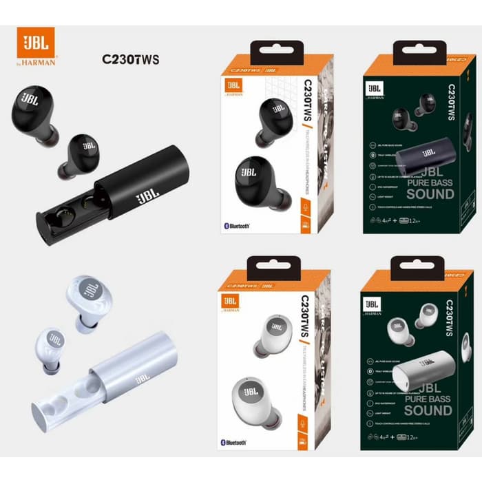 Headset Bluetooth JBL C230 TWS Wireless Earphone JBL C230 TWS Touch - Hitam