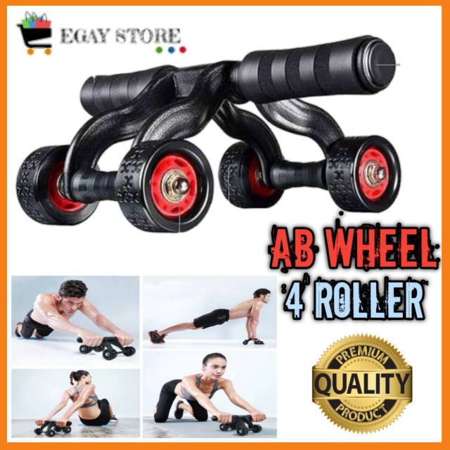 Alat Fitness Pembentuk Otot Perut Dada Lengan AB Wheel Roller 4 Roda ABS Perlengkapan Gym Terlaris