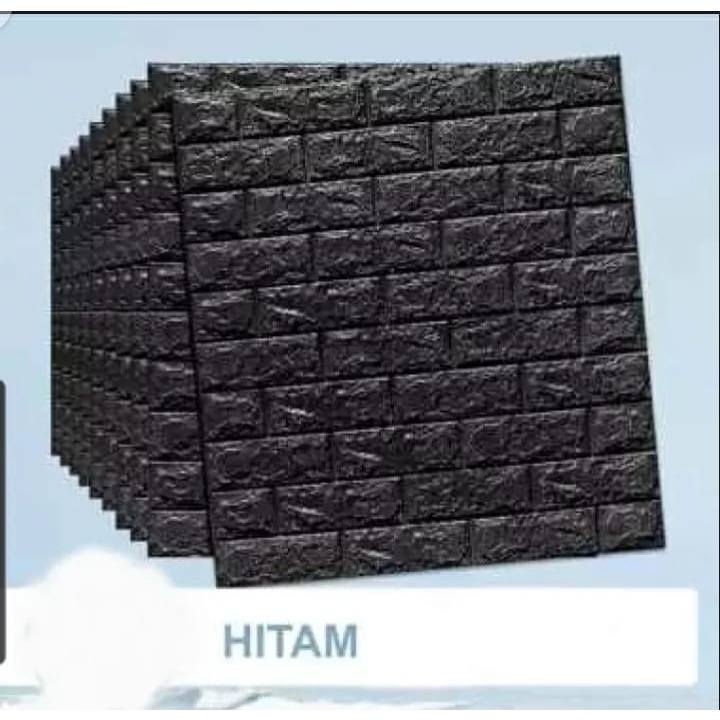 TERMURAH [ PAKET 10 LEMBAR ] Wallpaper 3D Foam Batu Bata / Sticker Dinding Timbul-5 lembar Hitam 70x38