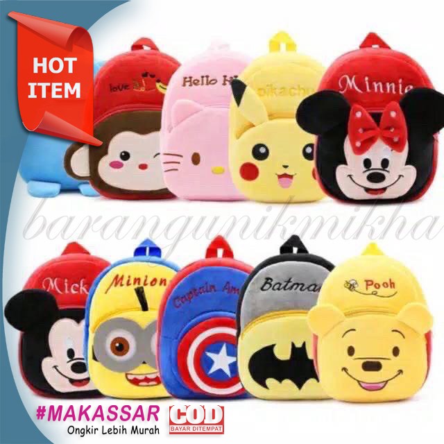 TAS RANSEL ANAK KARAKTER Bag Backpack Mini Motif Cartoon Cute Import