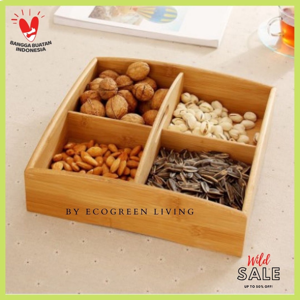 Tray Pine Wood Food Storage Box Snack Dish Portable Candy Nut Decorative W-16 By Ecogreen Living