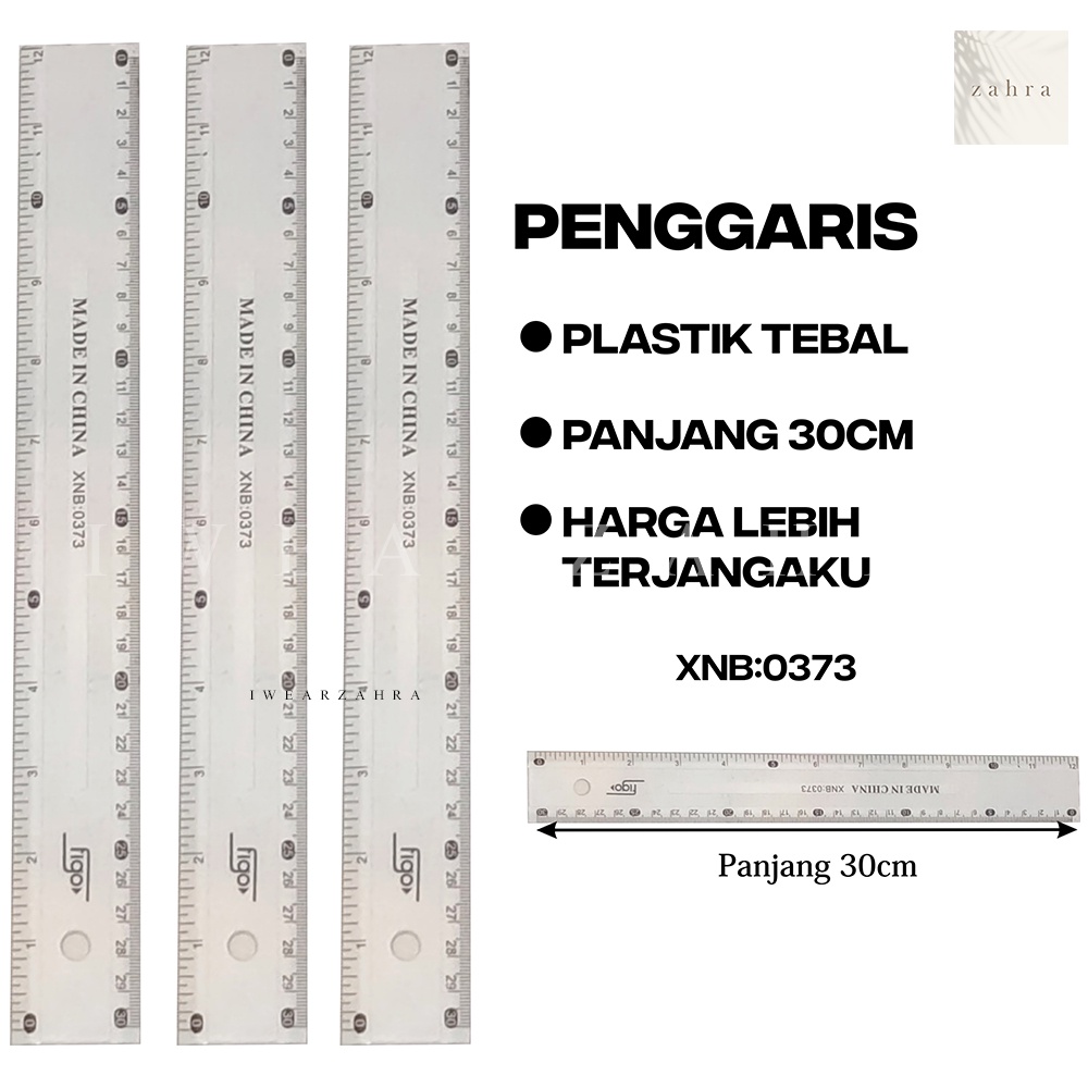 PENGGARIS PLASTIK 30CM - Perlengkapan Anak Sekolah ALat Tulis Kantor Plastic Ruler Polos Menggambar