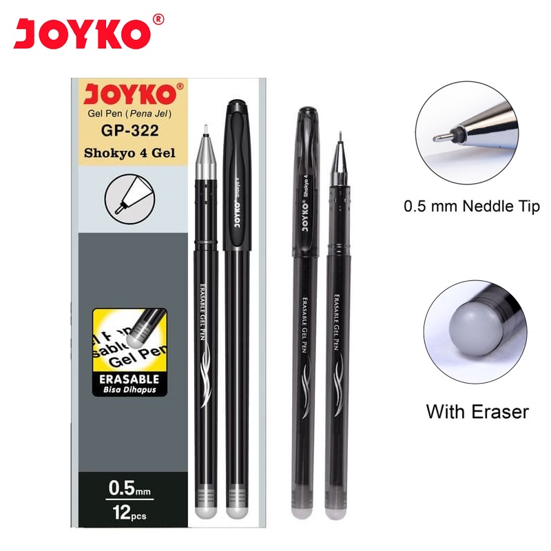 

[1 LSN / 12 PCS] Erasable Gel Pen Pulpen Bisa Dihapus Joyko GP-322