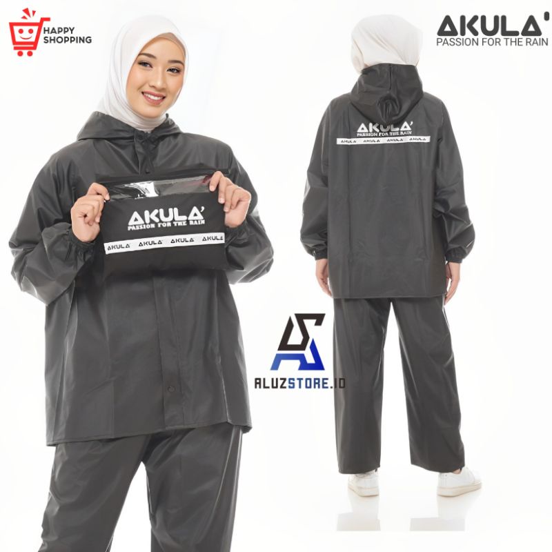 RAINCOAT, Jas Hujan AKULA Pria Wanita Terbaik Bahan PVC 0,25  Anti Rembes Hitam