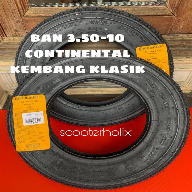 Ban Tubeless Continental K62 Uk 3.50-10 utk vespa ring velg 10