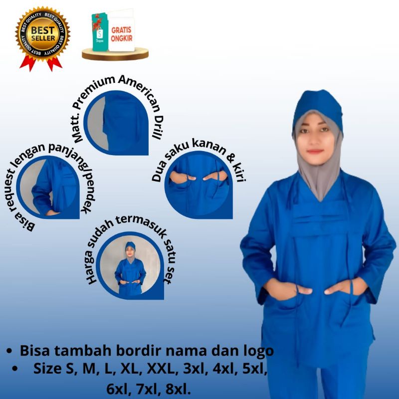 Baju ok lengan panjang jumbo/Baju ok lengan pendek jumbo  3L 4L 5L 6L 7L bahan american drill