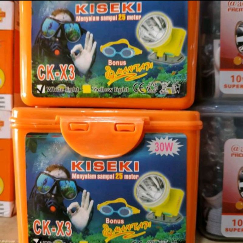 Senter Kepala Selam Kiseki 30 Watt CK-X3 Fre Kacamata Renang/Senter Diving