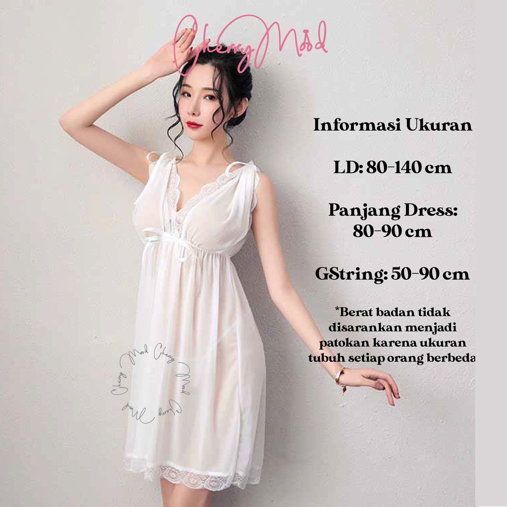 CAMELLIA Lingerie Sexy V-Neck Renda Pita 2 Style Baju Wanita Jumbo Transparant Fashion Import Baju Dinas Depan Suami Sleepwear G-string Termurah Baju Malam Pertama Terbaru Pakaian Dalaman Wanita-1