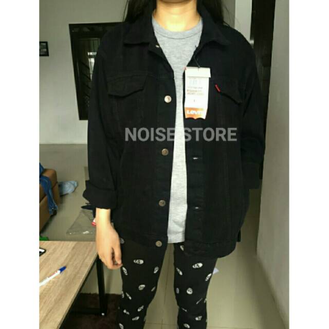 Jaket Jeans Hitam Oversize Men and Woman Premium Quality