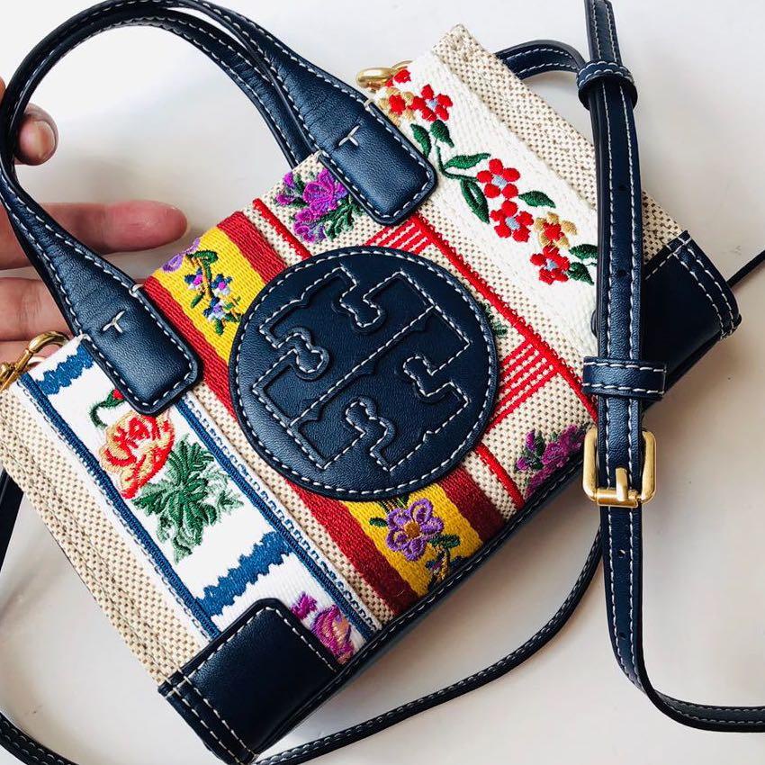 Tory Burch Ella Webbing Patchwork Micro Tote Bag