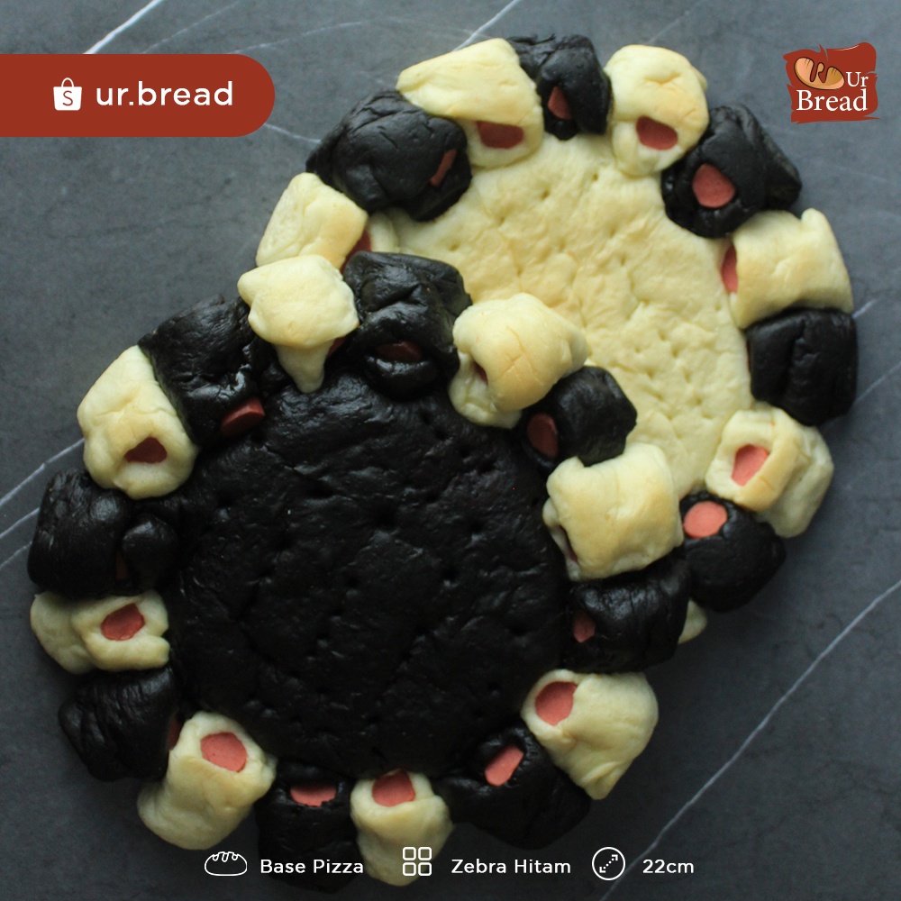 Roti Pizza Sosis Zebra Hitam Putih Ukuran 22cm | Base Pizza Sosis 22cm Zebra