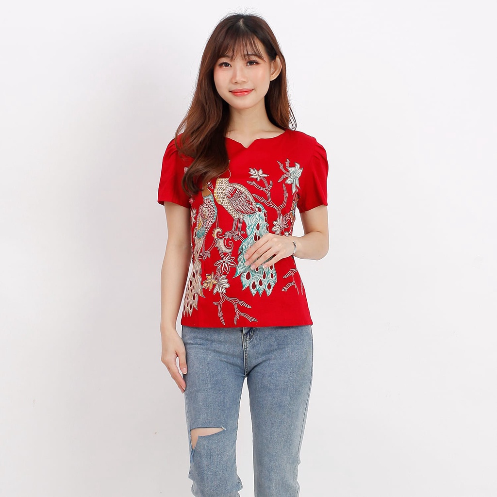 ATASAN BATIK WANITA 632-Red Merak