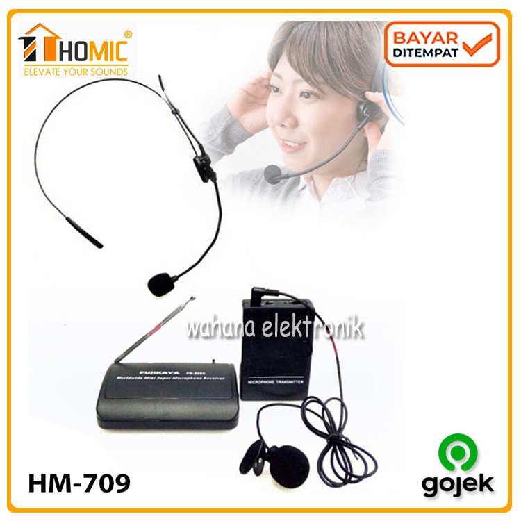 Mic wireless Mic Senam Mic imam masjid kancing jepit bando Homic HM 709
