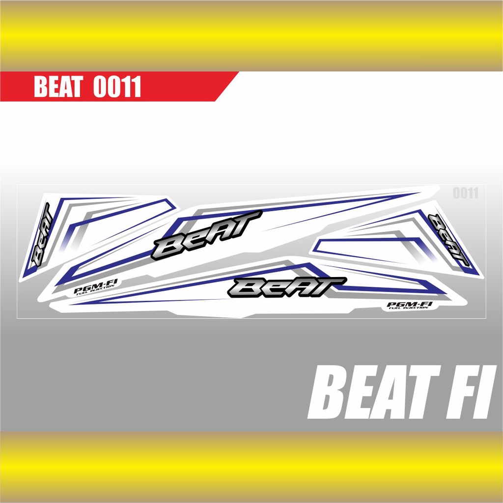 HONDA STRIPING BEAT FI VARIASI 0011 LIS BIRU TUA/ BEAT FI KECE DASAR PUTIH