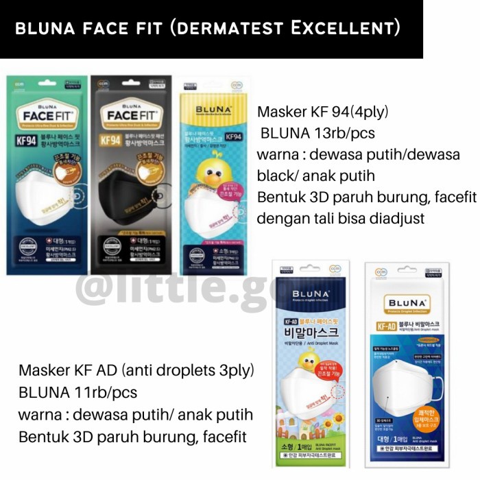 [[READY]] Bluna disposable mask masker KF94 kfAD dewasa anak made in korea - KFAD Dewasa
