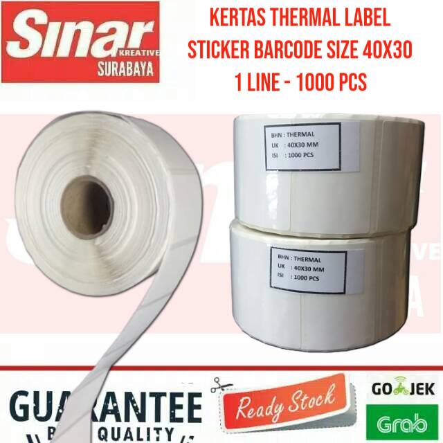 

KERTAS LABEL THERMAL STICKER BARCODE 40x30 (1 Line - 1000 Pcs)