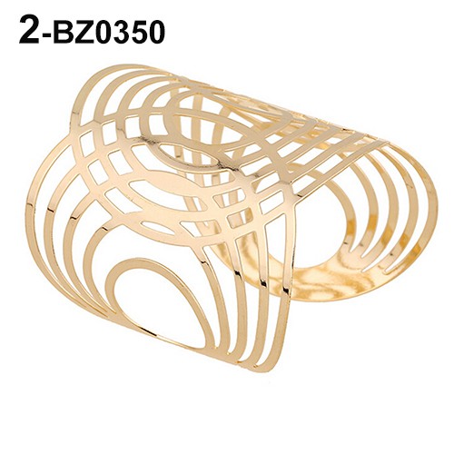 Terlaris Fashion Gelang Unisex Model Bangle Cuff Balut Motif Geometris Warna Emas Perak