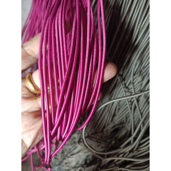 tali bulat elastis tali string elastis/tali karet bulat  3mm 13 warna( permeter)-Fushia