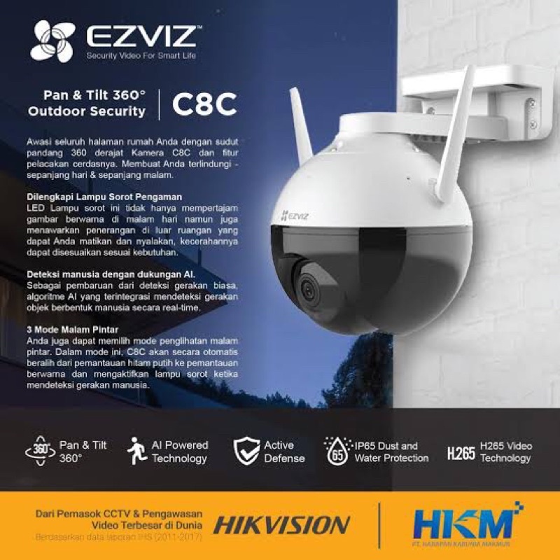 Ezviz C8C Pro AI 1080P Color Night PTZ Wireless IP Camera CCTV Outdoor