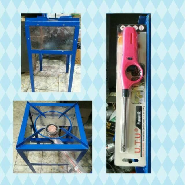Kompor gas 1 tungku set pematik dan rangka besi
