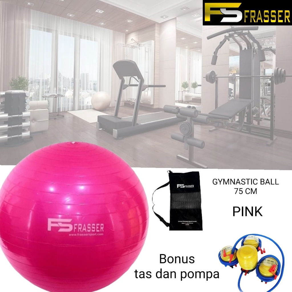 Jual Gym Ball Gymball Frasser Bola Yoga Size 75cm Pink Free Tas Dan