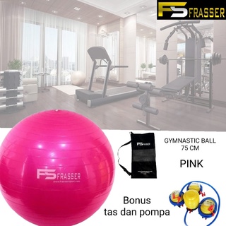 Gymnastic Ball Fitness Bola Gym Bola Yoga Pilates 75cm bonus tas pompa pink