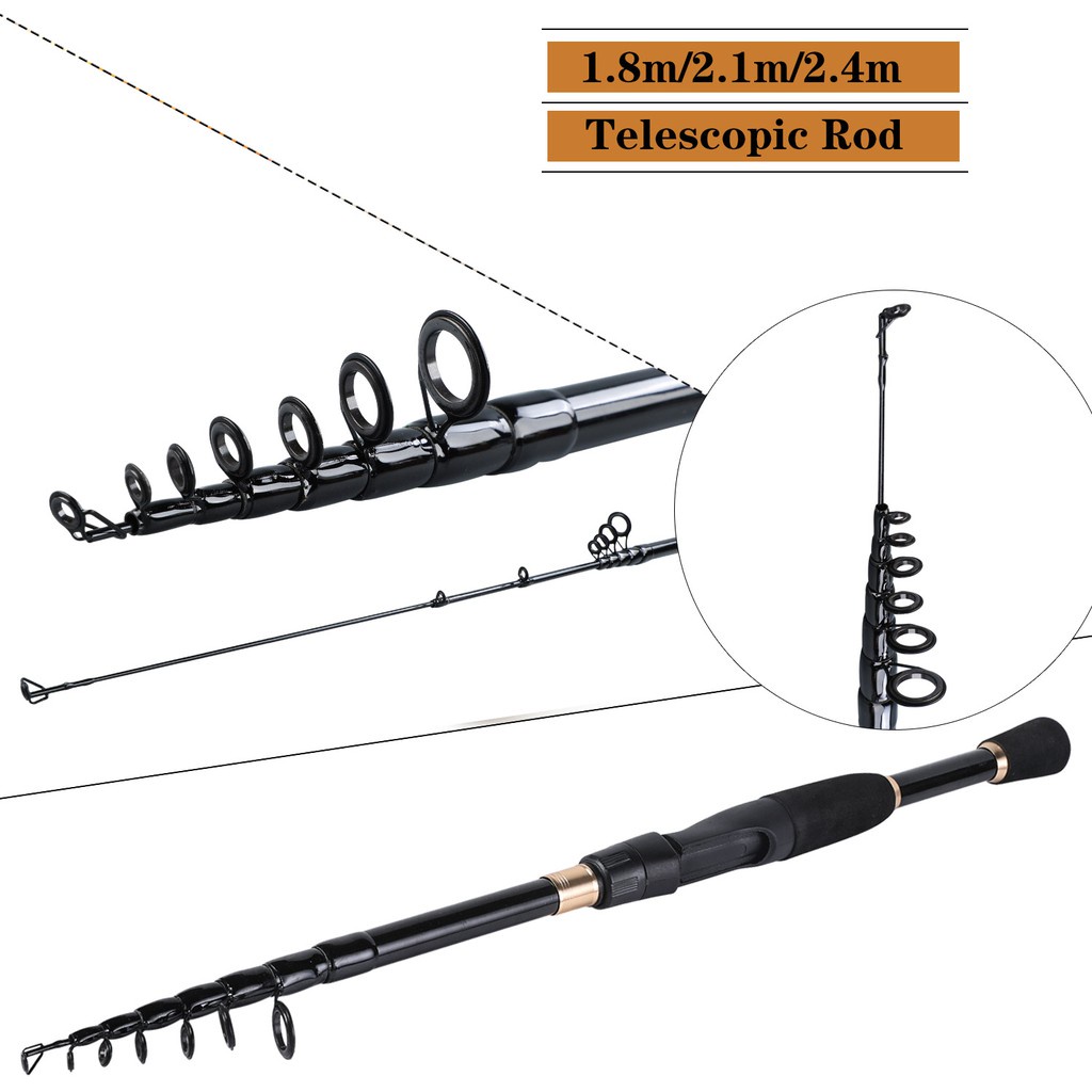 1.8-2.4m Telescopic Fishing Rod Ultralight Spinning/Casting Fishing Rod Carbon Fiber Fishing Tackle Joran Pancing