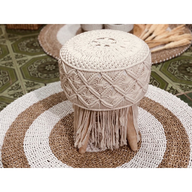 kursi rajut putih gun makram