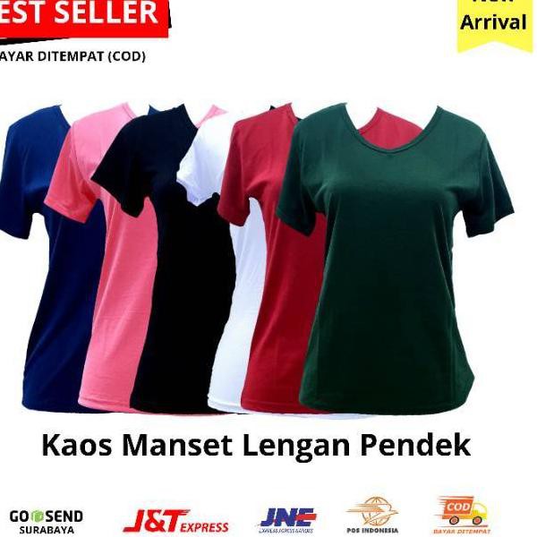 Stok terbatas.. MANSET BAJU LENGAN PENDEK / DEKER / KAOS POLOS WANITA