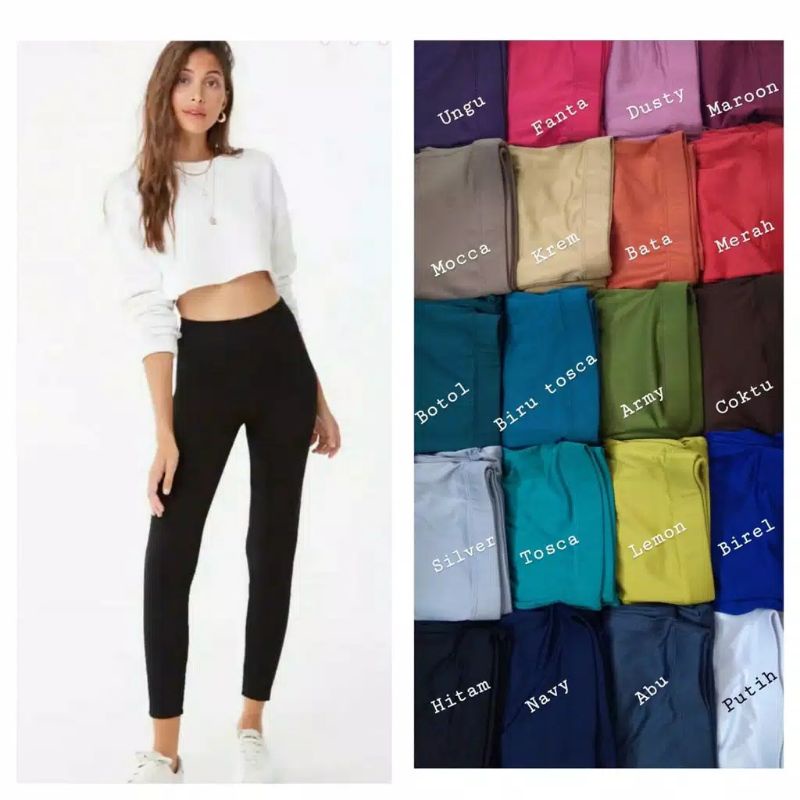 Legging panjang  wanita polos bahan spandex