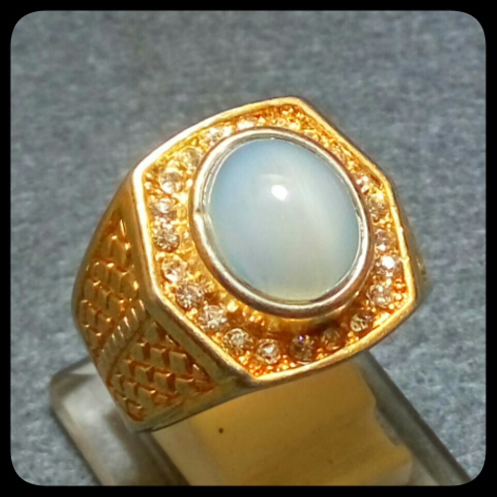 CINCIN BATU AKIK PERMATA MOONSTONE CAT EYE'S SIZE KANTORAN MEWAH BERKELAS