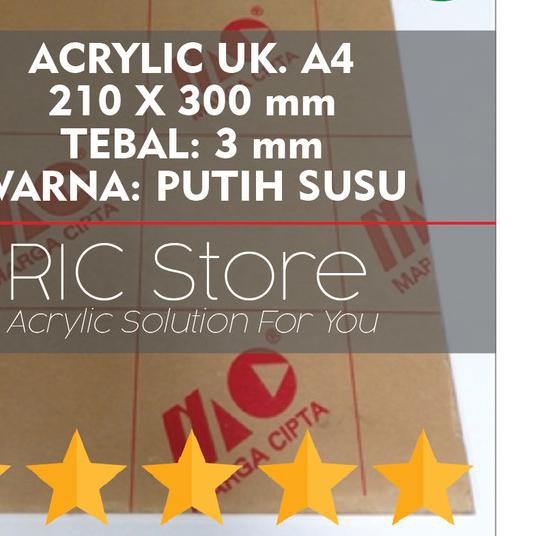 ♚ Acrylic / Akrilik Lembaran Uk. A4 Tebal 3mm (PUTIH SUSU) ♬