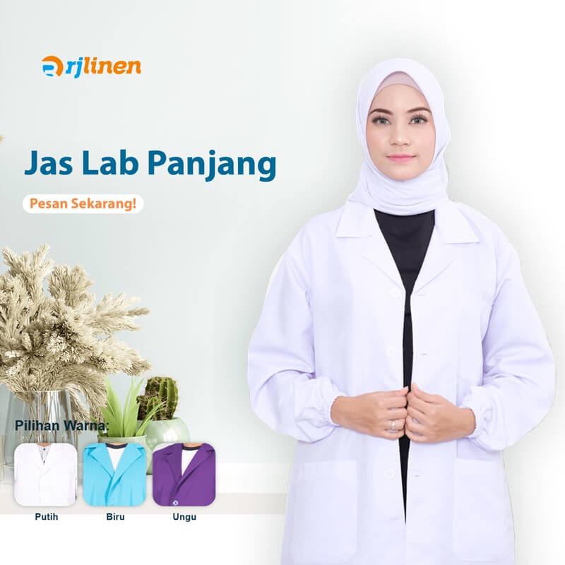 RJLINEN Jas Laboratorium Seragam Lab Baju Praktek Klinik Pria Wanita Lengan Pendek dan Panjang