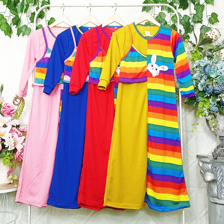 GAMIS KELINCI RABBIT PELANGI ANAK 6-12tahun CARLINAFASHION