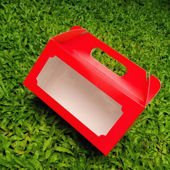 Gable Box Merah | Dos Tenteng | Box Cookies | Dos Kue Ivory Merah 26x9x12,5cm