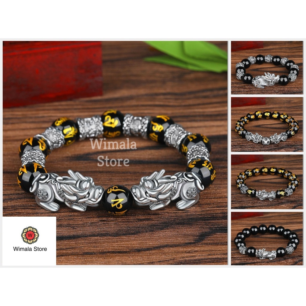 Gelang Keberuntungan Obsidian Pixiu Luck Pi Xiu Bracelet Feng Shui