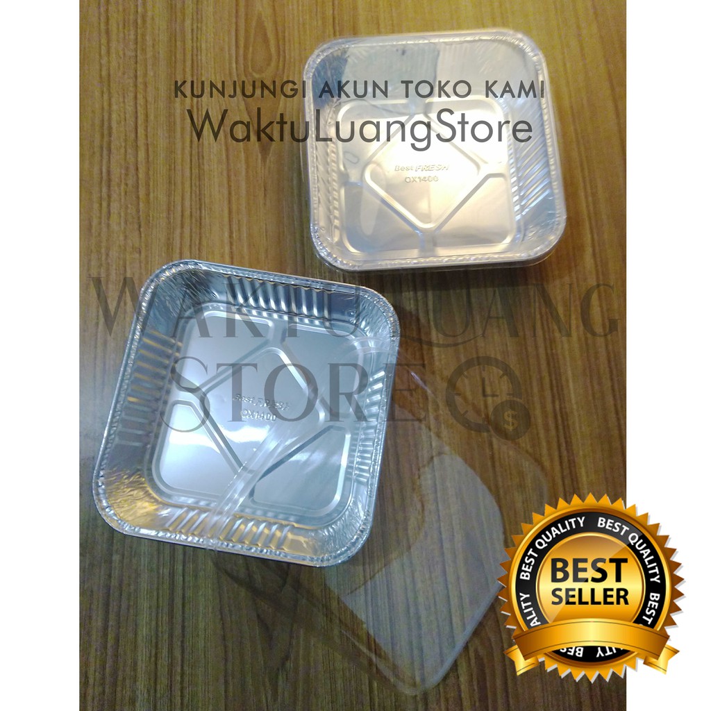 10 pcs Wadah Aluminium Foil Tray OX1400 20x20 cm & Tutup 20x20cm Lasagna Macaroni