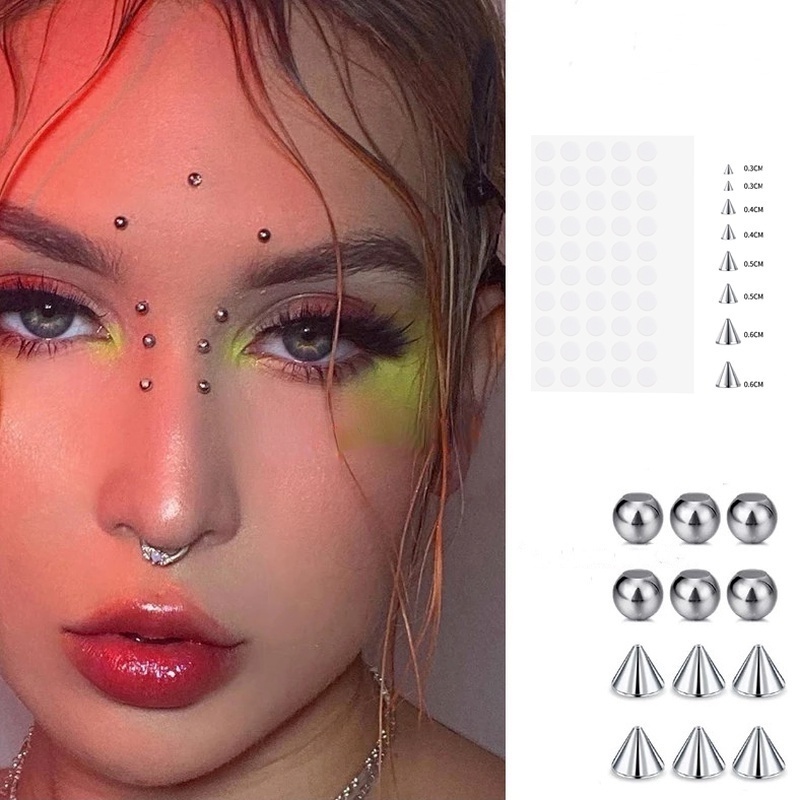 Set Anting Stud Tindik Alis Bibir Perut Palsu Non Piercied