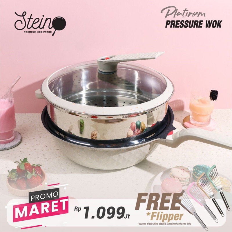 Steincookware wok platinum 32 cm pressure cooker anti baret