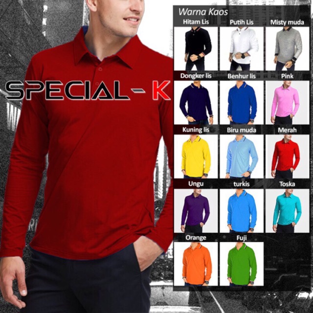  Kaos  Polo  Shirt Lengan Panjang Bahan Lacoste Pique 